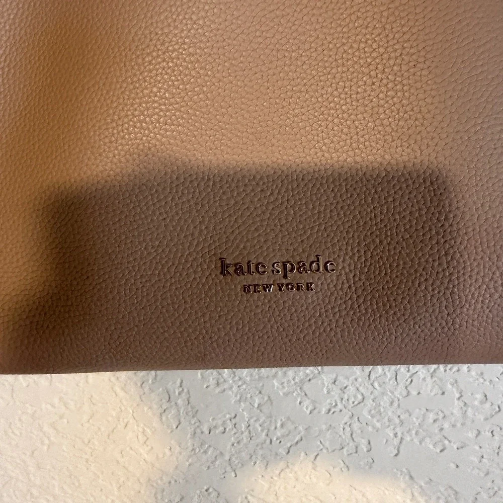 Kate Spade New York Large Pebbled Leather Knott Raw PecanTote‎ Bag Taupe Beige